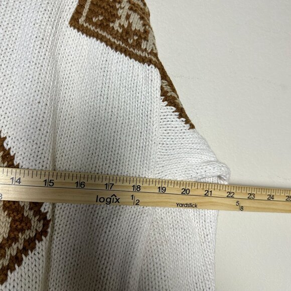 VTG Paul Harris Ramie Sweater Men M 90s White Abstract Argyle Design Classic - Picture 8 of 16